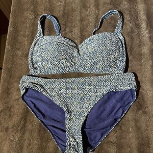 BOND-EYE Australia Navy Blue and Metallic Gold Multi Fit Cup Bikini Sz 8